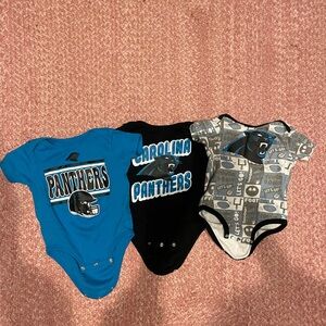 Carolina Panthers Baby Bodysuit Trio - Blue, Black, Gray NFL brand 3-6 months